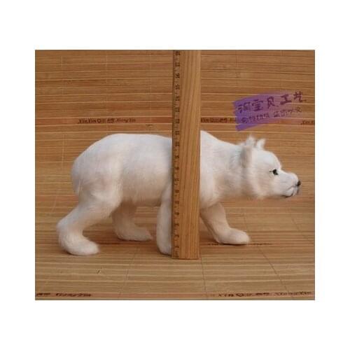 New simulation white bear toy handicraft resin&fur standing bear doll gift about 23x8x12cm 0827