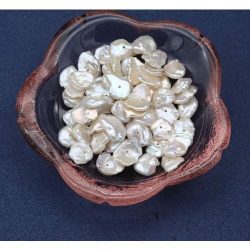 New 2PCS Natural Freshwater Pearl Beads Middle Hole Petal Shape Pearl Loose Beads for DIY Necklace Jewelry Accessories 9-10mm