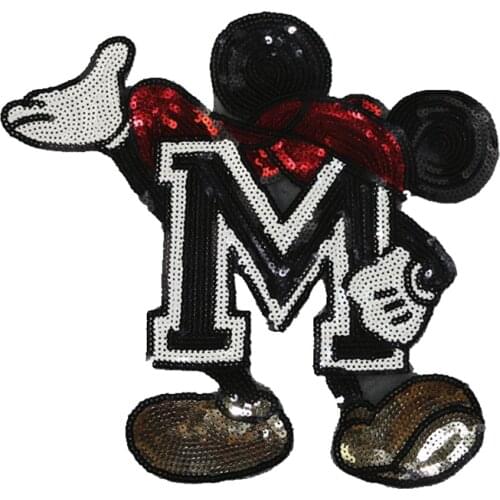 New Arrival Cartoon Sequined Patches for Clothes DIY Sewing Decoration Appliques Sequins M Mouse Patches