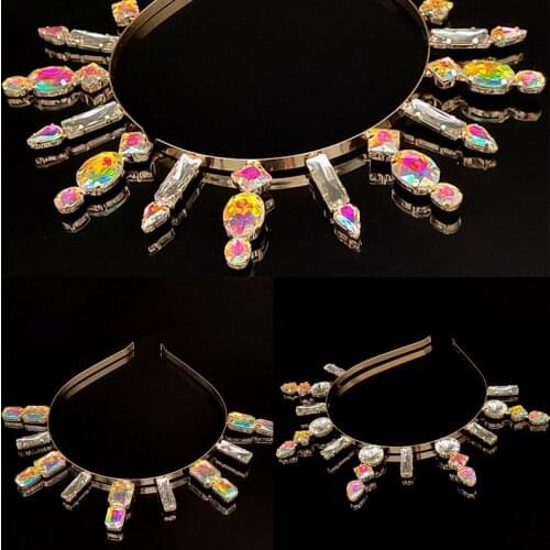 Luxury Headband Hair Accessories Women Crystal Headband Girls Alloy Bezel Women Hair Ornaments Headset Bridal HeaddressHeadscarf