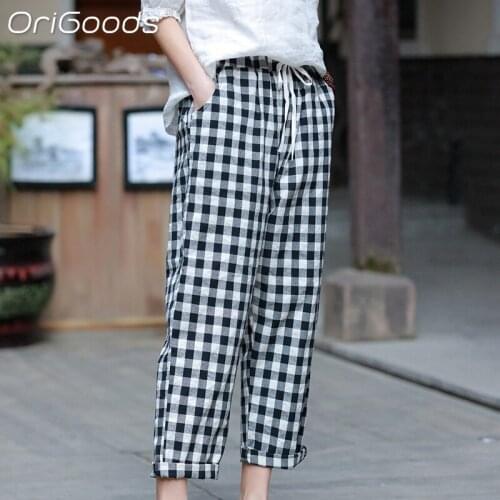 Женские брюки в клетку ORIGOODS China At AliExpress