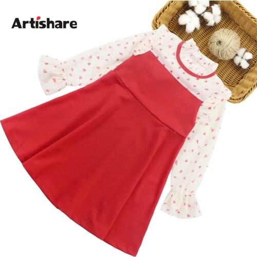 Dress Girl Patchwork Girls Party Dress Kids Heart Ruffle Child Dress Fashion Winter Warm Clothes For Girls 6 8 10 12 14 Year