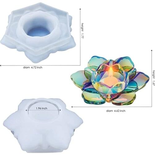 DIY Candle Making Supplies Lotus Tealight Candles Holders Resin Mold Flower Candlestick Epoxy Casting Silicone Mold