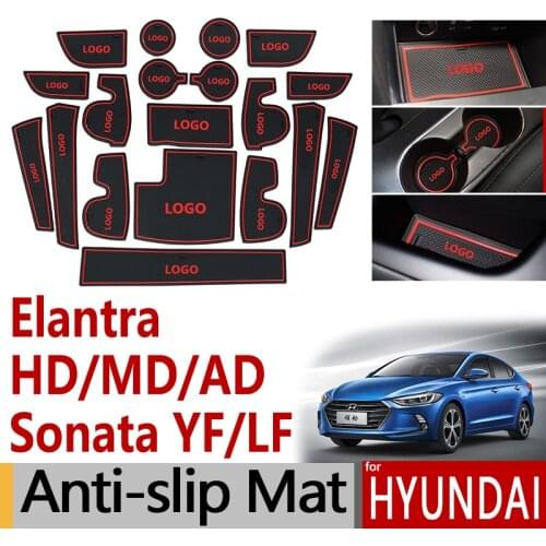 Anti-Slip Rubber Gate Slot Cup Mat for Hyundai Elantra HD MD AD Sonata YF LF 2007 2008 2010 2014 2015 2016 Accessories Stickers