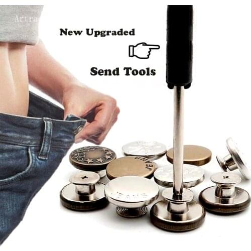 Artracyse 1/2/5/10PCS of Seam-free Jeans Alloy Screw Type Buttons Nail Free Waist Detachable Adjustable Waist Buttons Send Tools
