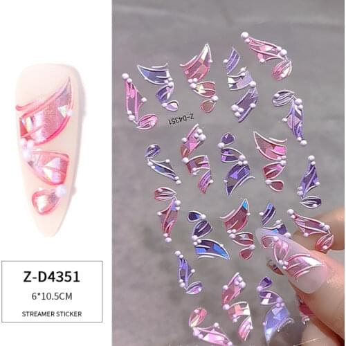 2021 New 5D Relief Ribbon Nail Stickers Fashion Multicolor Flower Nail Art Decoration for Women Sweet Girls Manicure DIY Design