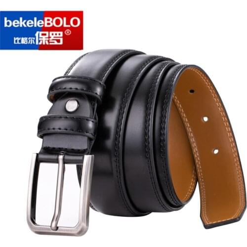 Mens Matching Jeans Business Cowhide Belt Black Color Dark Brown Color women Leather Classic Belt Alloy Pin Buckle