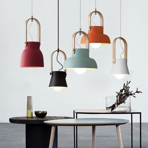 Nordic Macarons Pendant Lights Fashion E27 Led Bulb Hanging Lamp Modern Living Dining Room Restaurant Bedroom Cafe Pendant Lamp