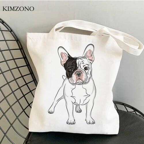 French Bulldog shopping bag grocery cotton shopper tote jute bag bolsa bag sacola bolsa compra shoping grab
