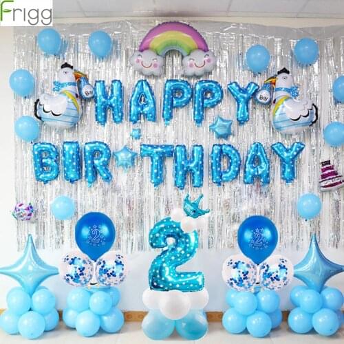 Frigg 2nd Birthday Balloons Number Balloon 2 Year Old Kids Blue Boy 2nd Birthday Decoration Pink Girl Birthday Party Supplies
