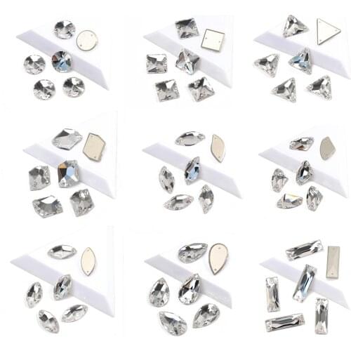 YANRUO Sew On Crystal Bling Glass Stones Flatback Rhinestones Decor Wedding Dress Diamond Craft Clothes Jewery Top Beads