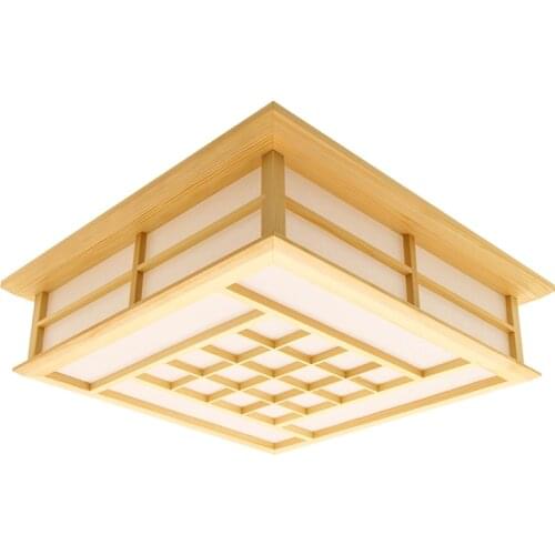 Japanese Ceiling Light Lamp For Bedroom Living Room Dining Room Kit 45x45 Ceiling Light Orginal Wood LED Flush Mount Lighting