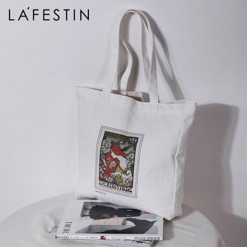 LA FESTIN 2021 New Casual Tote Simple Handbags Women Large-capacity 14-inch Laptop A4 Shoulder Bags Canvas Bags Female Bag