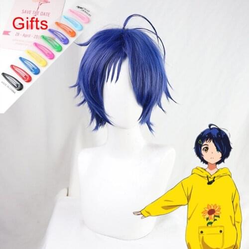 Anime WONDER EGG PRIORITY Cosplay Wig Ohto Ai Blue Short Wig Girl Bobo Curly Hair Wonder Egg Priority Cosplay For Women CS563