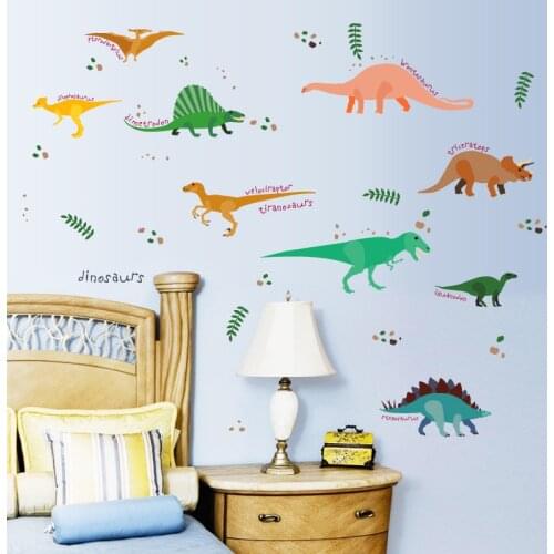 Painting Cartoon Dinosaur World Stickers for Childrens Room Kindergarten PVC Wall Decals Painting Wall Paster Room Decor