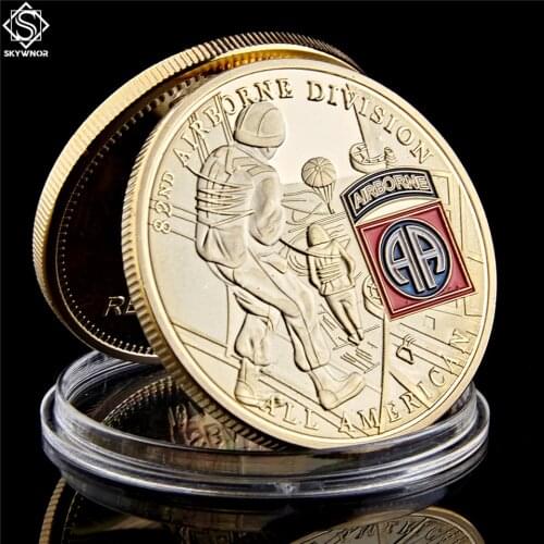Gold Military USA Challenge Coins Custom Souvenir Coin 82nd Airborne Division United States Army Collectible Gifts