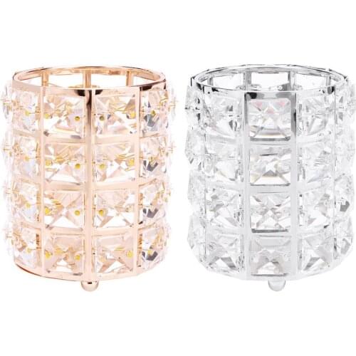 European Glitter Metal Makeup Brush Storage Tube Eyebrow Pencil Bead Crystal Jewelry Organizer Box 1PCS