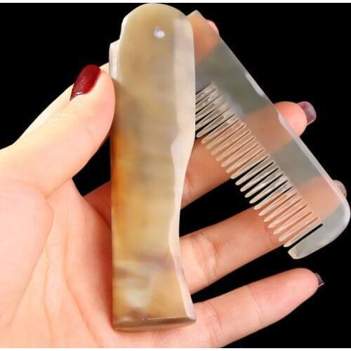 1 Pc Foldable Yak Horn Comb Pockets Clip Moustache Beard Styling Tool Portable Comb Hairdressing Hair Hair Care Tools