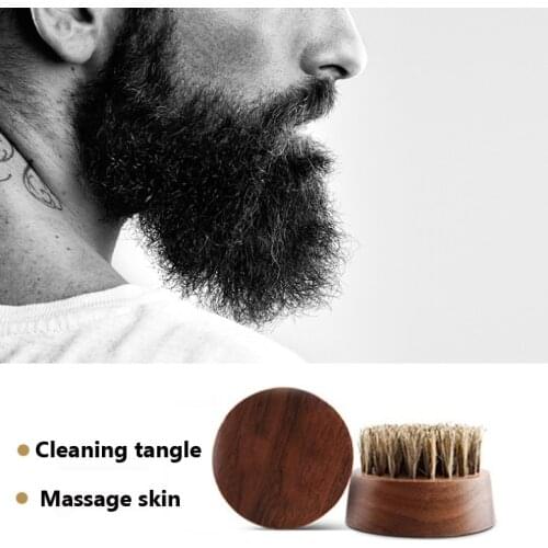 1PCS High-Grade Black walnut Boar Bristle Beard Round Brush Mens Shaving Brush Boar Bristle