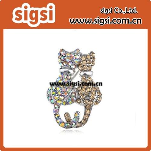 100pcs/lot 45mm Romantic Loving Synthetic Crystal Rhinestone Cat Couple Pendant