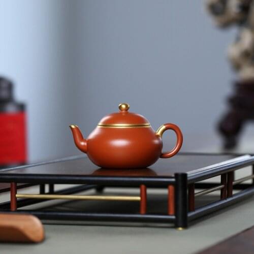 140cc Small Chinese Yixing Zisha Purple Clay Handmade Lipi ZhuNi Mud Pear Shaped Tea Pot