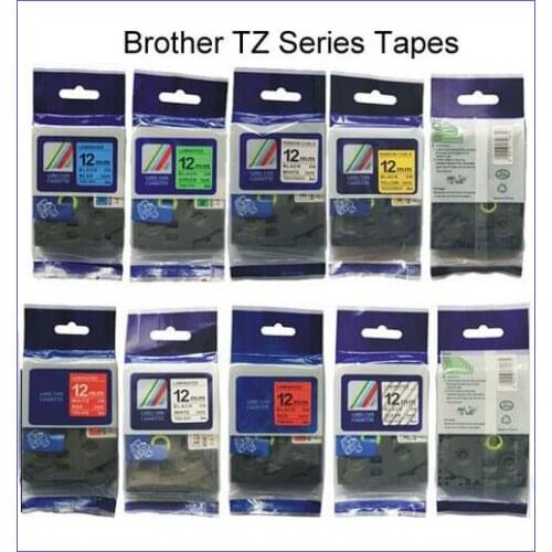 6pcs mixed colors choosable Brother 12mm tze tape tze131, TZe231, TZe 431,TZ 631 tz-731 tze 831 used for PT series printers