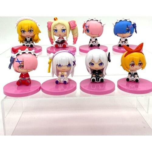 8pcs/set New Anime Life in a different world from zero PVC Model Maid Subaru Natsuki Emilia Rem Ram Action Figures Toys