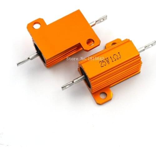 RX24 25W 1R 1RJ Power Metal Shell Aluminium Gold Resistor 25Watt 1 ohm High Power Heatsink Resistance Golden Heat Sink Resistor