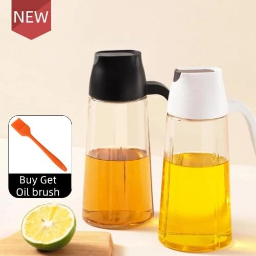 Automatically Open Lid Oil Bottle Cooking Seasoning Sauce Olive Oil Bottle Glass Creative Baking Salad Kitchen Tool Accessorie