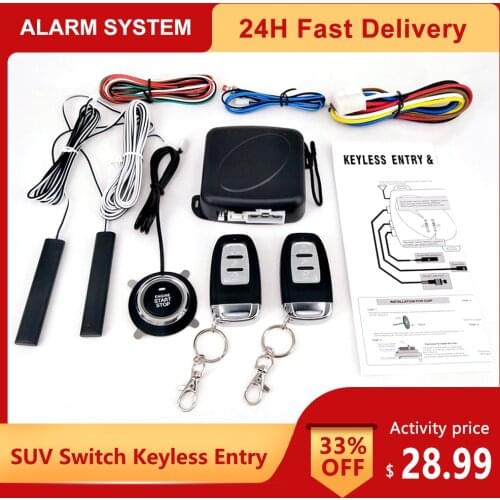 Universal 9Pcs Car SUV Switch Keyless Entry Engine Start Alarm System Push Button Remote Starter Stop Auto Anti-theft System