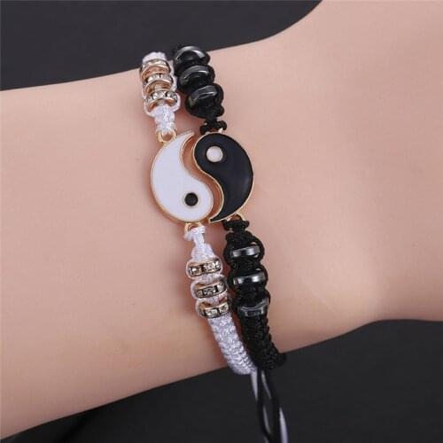 1 Pc Couple Bracelet Chinese Retro Tai Chi Gossip Banish Bad Luck Hand Woven Rope BFF Best Friend Friendship Jewelry