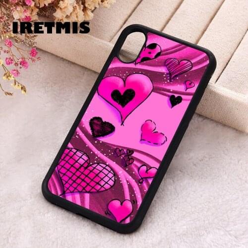Iretmis 5 5S SE 2020 Phone Cover Case for iPhone 6 6S 7 8 Plus X Xs XR 11 12 Mini Pro Max Silicone TPU PINK HEARTS
