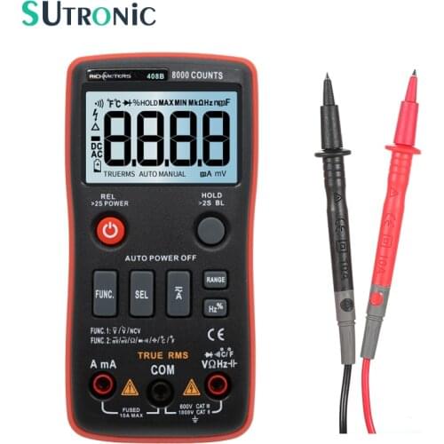 RM408B Digital Multimeter Button 8000 Counts True-RMS Temperature Test 5MHz Frequency ACDC Voltage Current 9.999mF Capacitance
