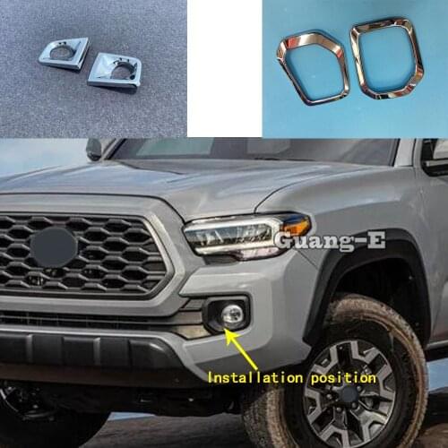 For Toyota Tacoma 2015 2016 2017 2018 2019 2020 Car Body Cover Trim Front Head Fog Light Hood Lamp Frame Sticker Parts 2pcs