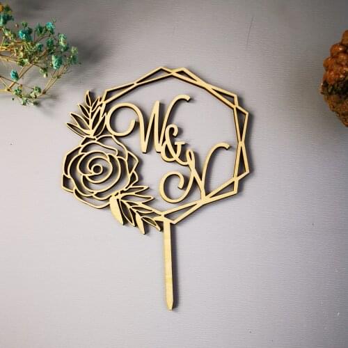 Personalized Initials letters Wedding Cake Topper,Custom Rustic Wreath Paraaf cake topper,Couple Wedding cake Decor Supplies