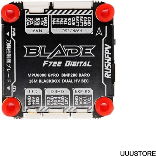 RUSHFPV RUSH BLADE F722 30x30mm Flight Controller MPU6000 Onboard OSD 3-8S 5V/5A BEC For DJI Digital FPV System