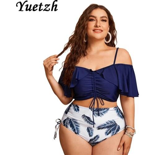 Push Up Bikinis Set Women Plus Size Swimsuit High Waist Swimwear Larges Big Plussize Bathing Swimming Beachwear Suits 2021 New