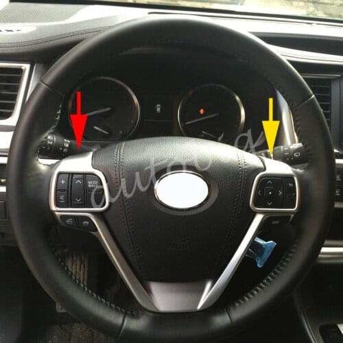 Matte Chrome Interior Steering Wheel Audio Switch Cover Trim For 2014-2019 Toyota Highlander Kluger