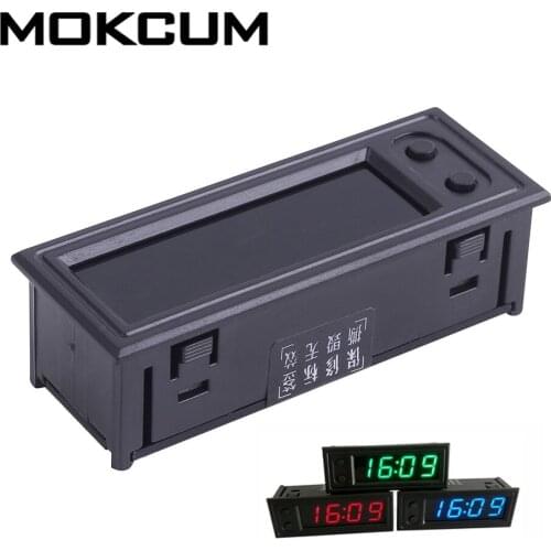 50V Blue Digital Display Schedule Electronic Clock Module Voltage Automatically Sleep Time/Temperature/Voltage Display for Car