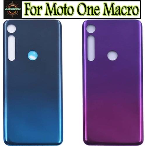 New For Motorola Moto One Macro Battery Cover Back Glass Panel Rear PAGS0005I Housing Case For Moto One Macro Back Battery Cover