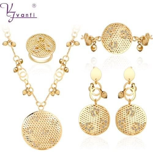 New Fashion Dubai Gold Jewelry Gold Color Jewelry Set Beautiful Necklace Set For Mother of the Birthday