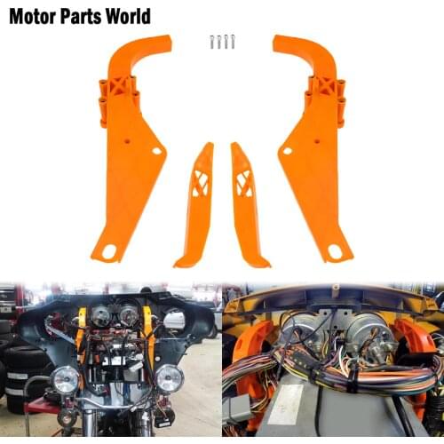 Motorcycle Orange Inner Fairing Batwing Support & Speaker Brackets Set For Harley Touring Electra Street Glide Tri Glide 96-13