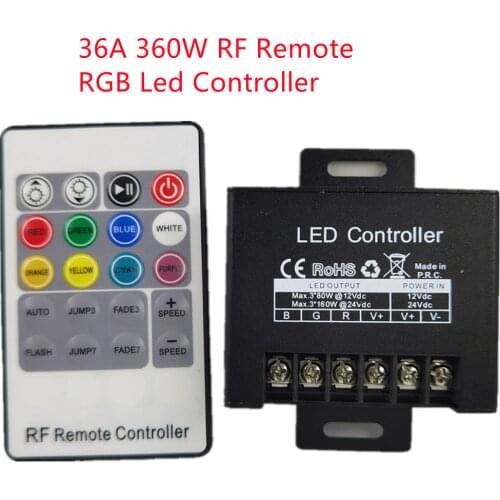 36A 360W RF Remote RGB Led Controller 20keys Remote Controller for 3528 5050 RGB LED Strip Lights DC12-24V