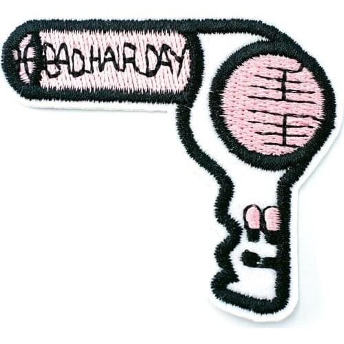 Hair dryer Size:5.5x6.2cm Patches Badge Iron On Embroidery Patch Badges Applique Clothes Clothing Sewing Supplies Decorative
