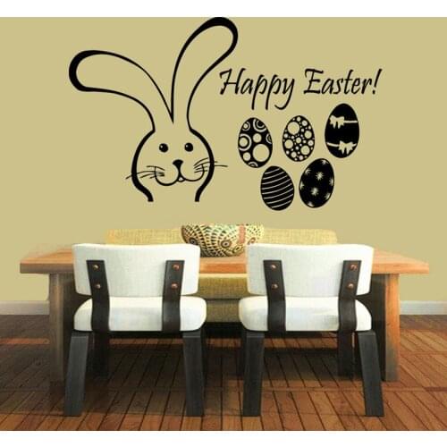 Happy Easter Eggs Sticker Wall Decals Home Decorative Rabbits Creative Design Wall Stickers For Kitchen Wall Decor
