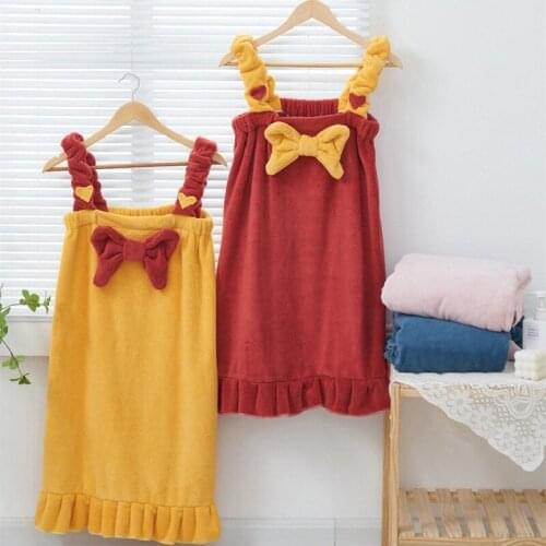 INS Sexy Sling Tube Top Wearable Bath Skirt Towel Quick Drying Cute Bow Hair Cap Soft Water Absorbent Beach Towel Bath Dress Set