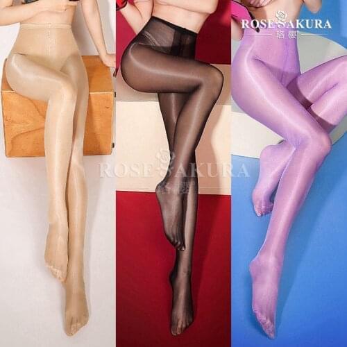 Sexy Tights 30D Womens Fashion Oil Shiny Open-crotch Pantyhose Yarns Sexy Stockings Hose Dance Female High Elasticity Tights