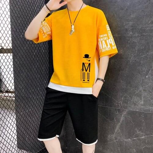 Summer Man Hip Hop Casual Fashion Print O-neck Sets Sports Jogger Set Male Street Clothes 2020 New Hot Men Sweat Suit Tracksuit