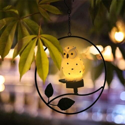 Solar Power Owl‑Shaped LED Pendant Light Outdoor Garden Yard Decorative Hanging Lamps