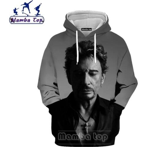 Mamba Top Mens Hoody 3D New Black Long Sleeve Johnny Hallyday Hoodies Rock Singer Men Hooded Star Hip Hop Women O Neck Pullover